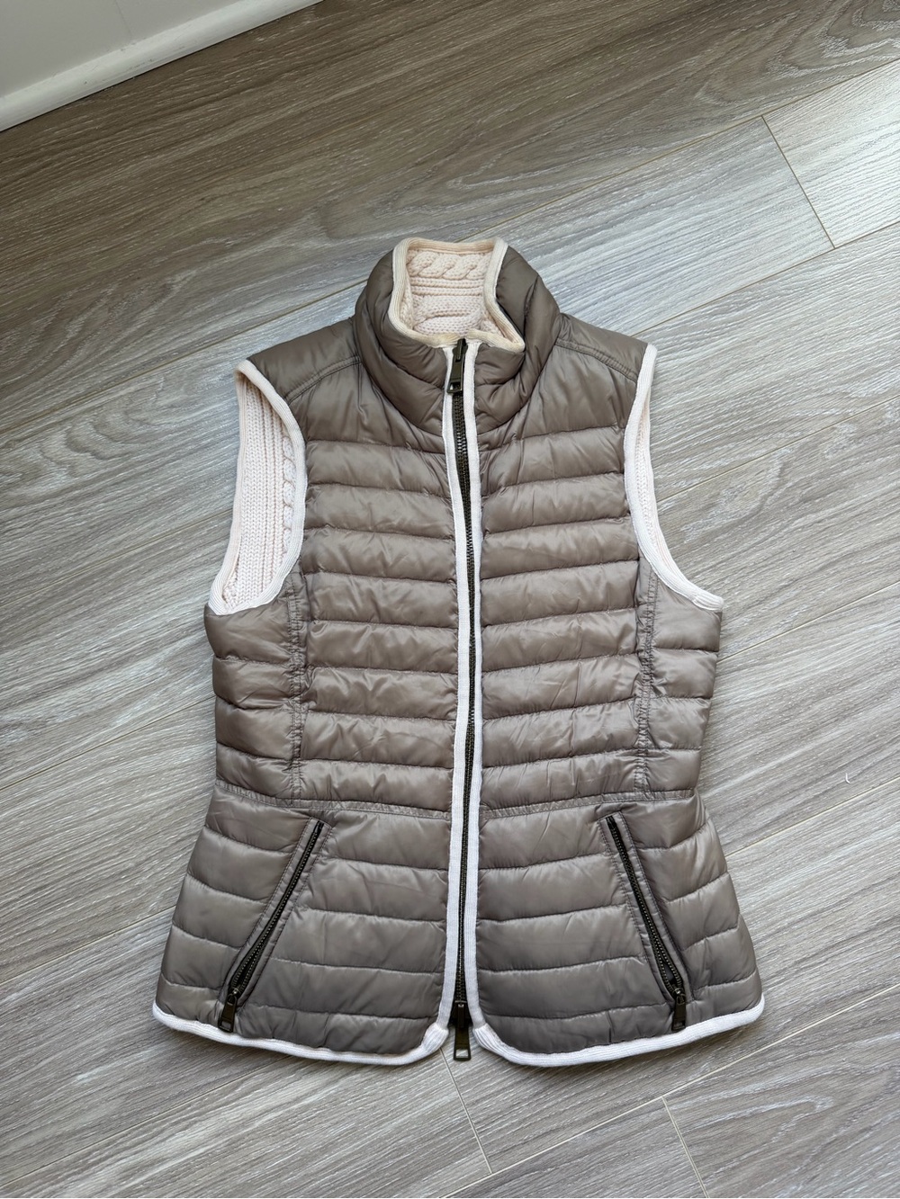 Burberry Brit Women’s Goose Down Merino Wool Reversible Puffer Vest Sz S